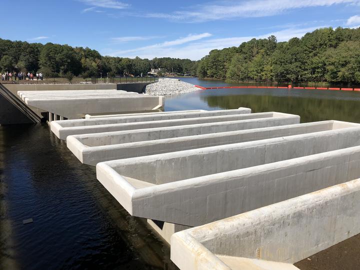 Photo of piano key weir spillway