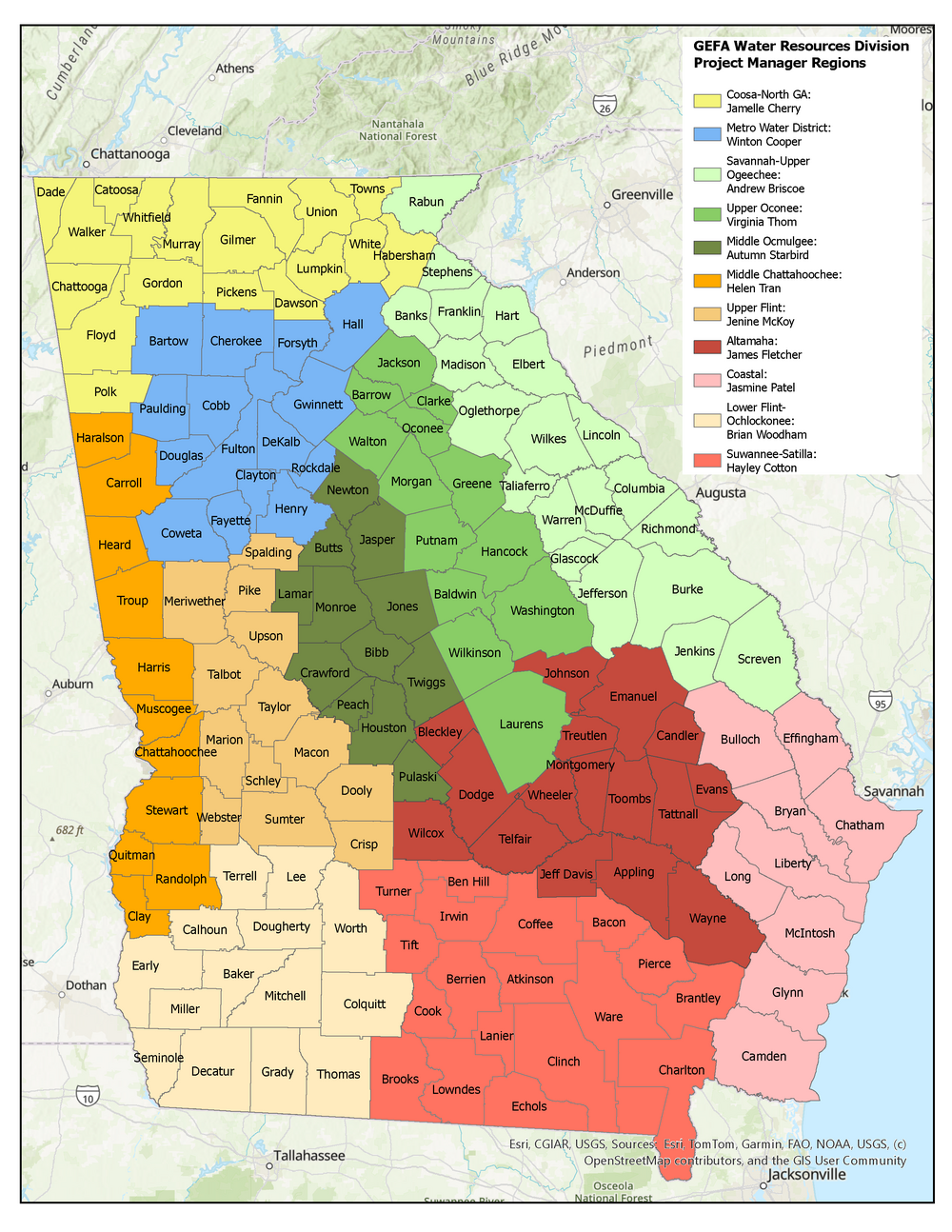 Clicking image downloads map of GEFA WRD project manager regions