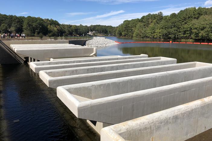 Photo of piano key weir spillway